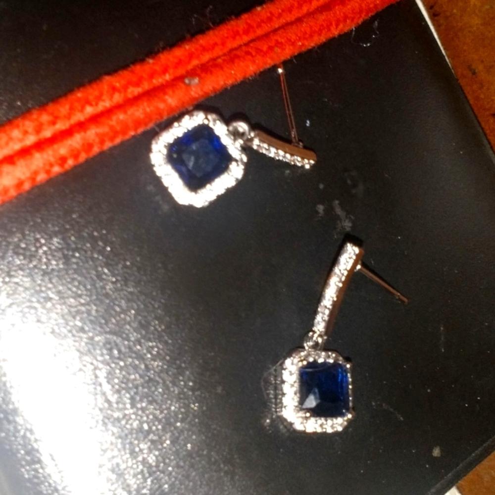 10k white gold diamond Sapphire earrings